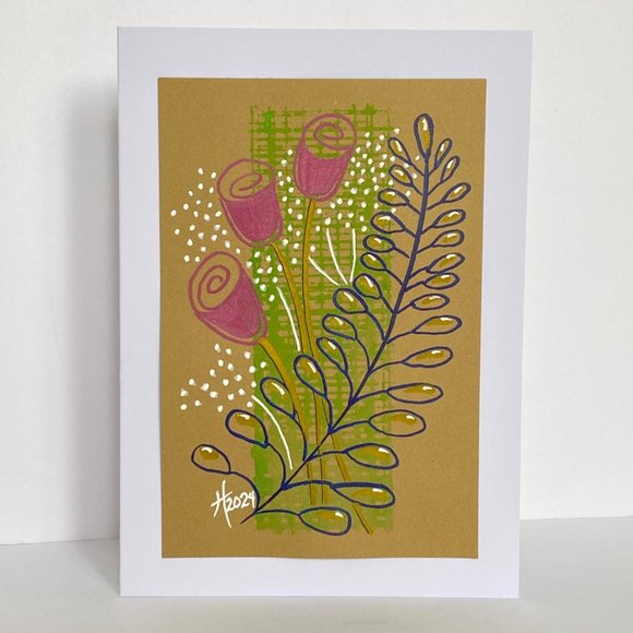 Handmade Original Art Blank Greeting Card and Envelope Suitable for Framing - Picture 2 of 6